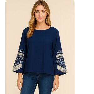 Hikari Japanesse Design Double Layered Cotton Blouse, Medium